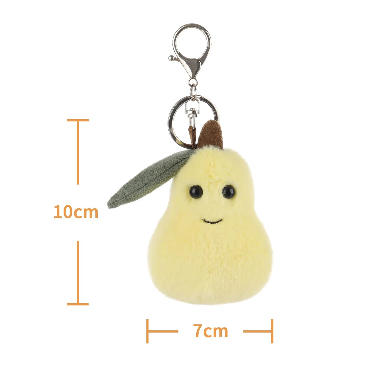Apricot Lamb Llavero con forma de pera de fruta, peluche suave, juguete para mochila infantil, cartera, 10 cm, amarillo, 10cm