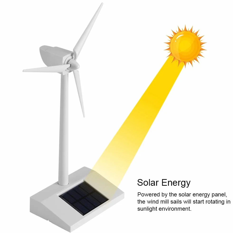 Mini Molino de Viento de Energía Solar Juguete Niños Niños Herramienta de Enseñanza de Ciencias Decoración del Hogar Ornamento Modelo de Escritorio Molinos de Viento de Energía Solar de Viento