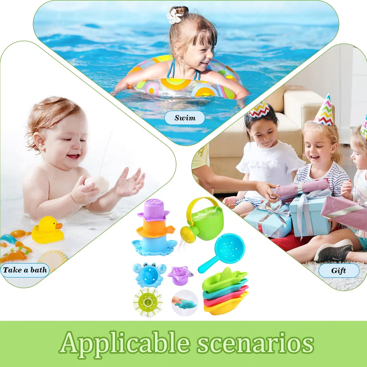 Juguetes Baño 10 Piezas 1 2 3 4 Años Juguetes Bañera Bebe Flotante Juego de Pesca Bath Toys para Ducha Piscina Bañera Playa Regalo para Niños y Niñas