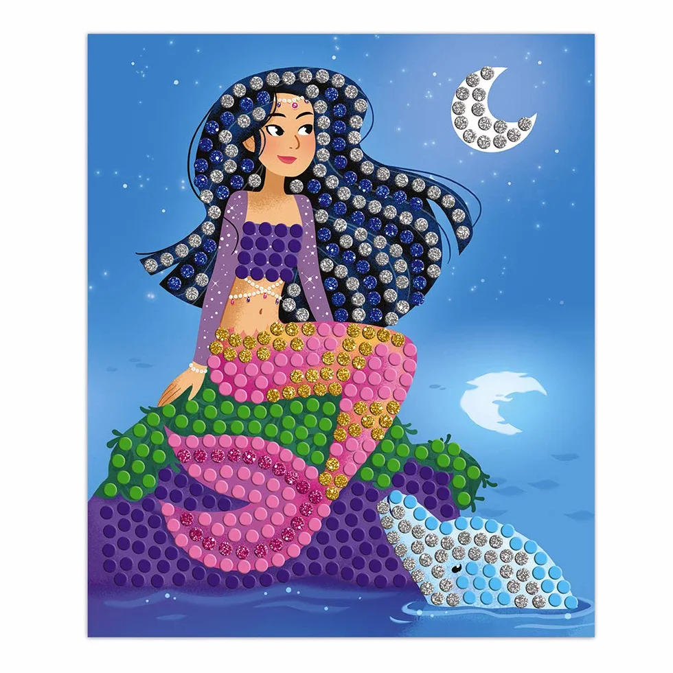 Janod - Estuche Mosaicos Delfines y Sirenas - Les Ateliers Du Calme - Kit Infantil de Manualidades Creativas - Desarrolla la Motricidad Fina y la Concentración - A Partir de 7 Años, J07961