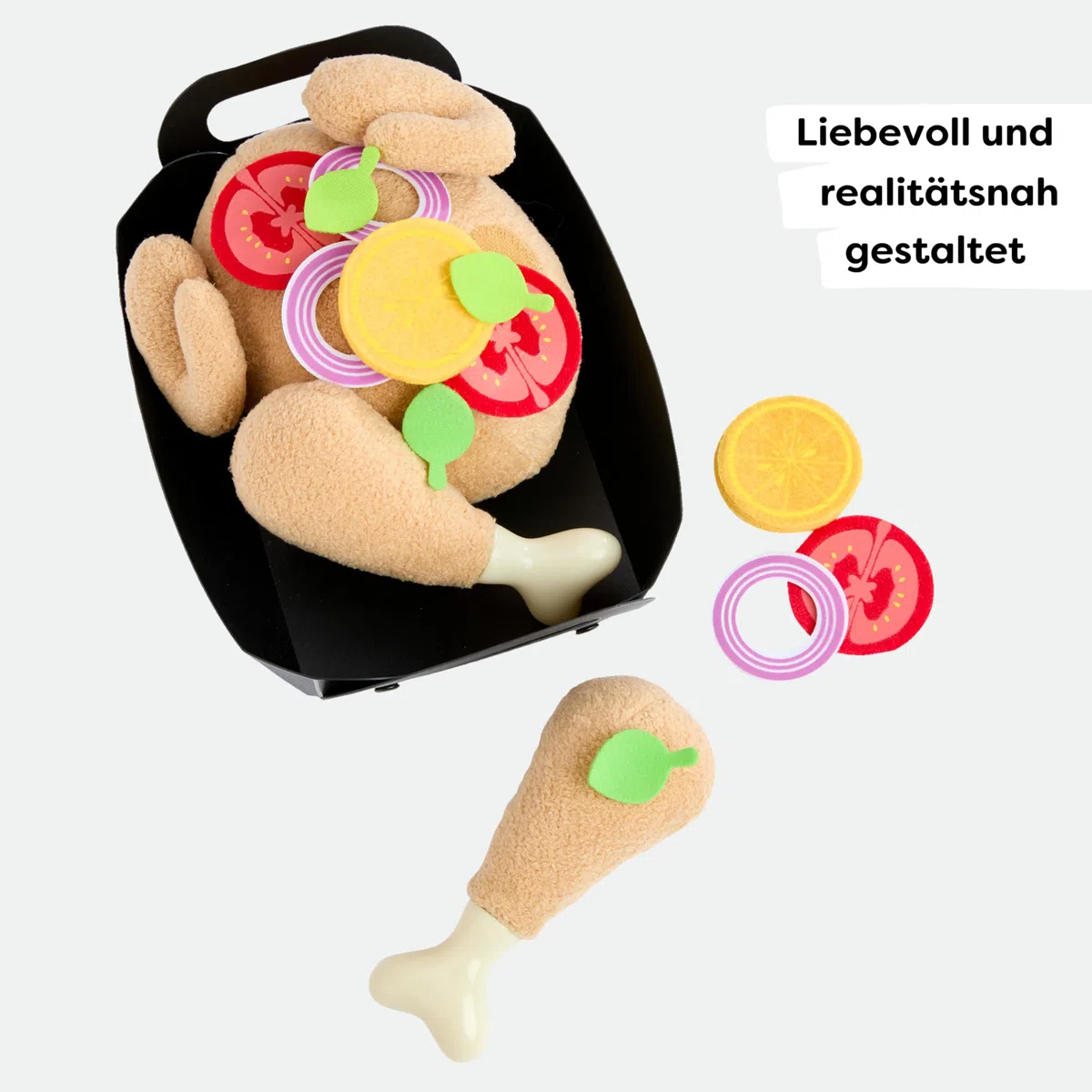 HABA Creative Play 2012309001 - Pollo asado de Tela para Desmontar, Accesorios para Cocina Infantil y Tienda