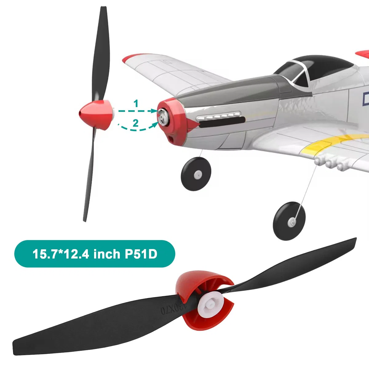 The Lord of the Tools 3 Juegos de Hélices para Avión RC Plane Remote Incluye 3 Piezas de Protectores de Hélices y 3 Piezas de Adaptadores Compatible con VOLANTEXRC P51D Avión