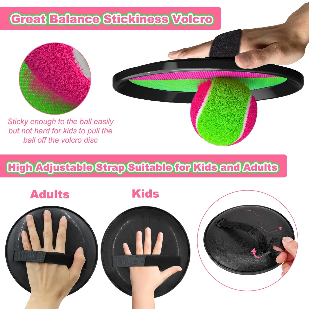Captura Bolas Raqueta Set, Juego de Lanzamiento y Captura com 4 Palas y 4 Bolas, Lanzamiento Pelota Juegos, Juego de Lanzar y Atrapar Pelotas para Patio, Jardín, Interior & Exterior (2 pares)