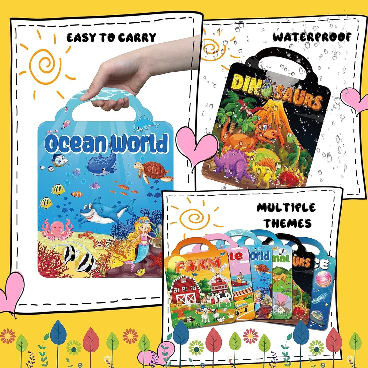 Kalysky Paquete de 6 libros de calcomanías para niños de 2 a 4, 300+ pegatinas reutilizables 3D, libro de actividad para niños, regalo de cumpleaños