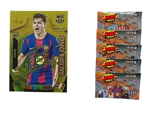 PEDRI Firmado Nuevo Balón de Oro + 5 Sobres (Normales de actualización) Carta Cromo 2025 2026 La Liga 25 26