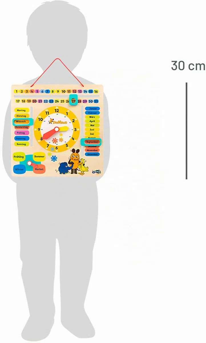small foot Reloj de Aprendizaje con Calendario de Madera, explica la Fecha, la Temporada y la Hora, para niños a Partir de 3 años, 10496