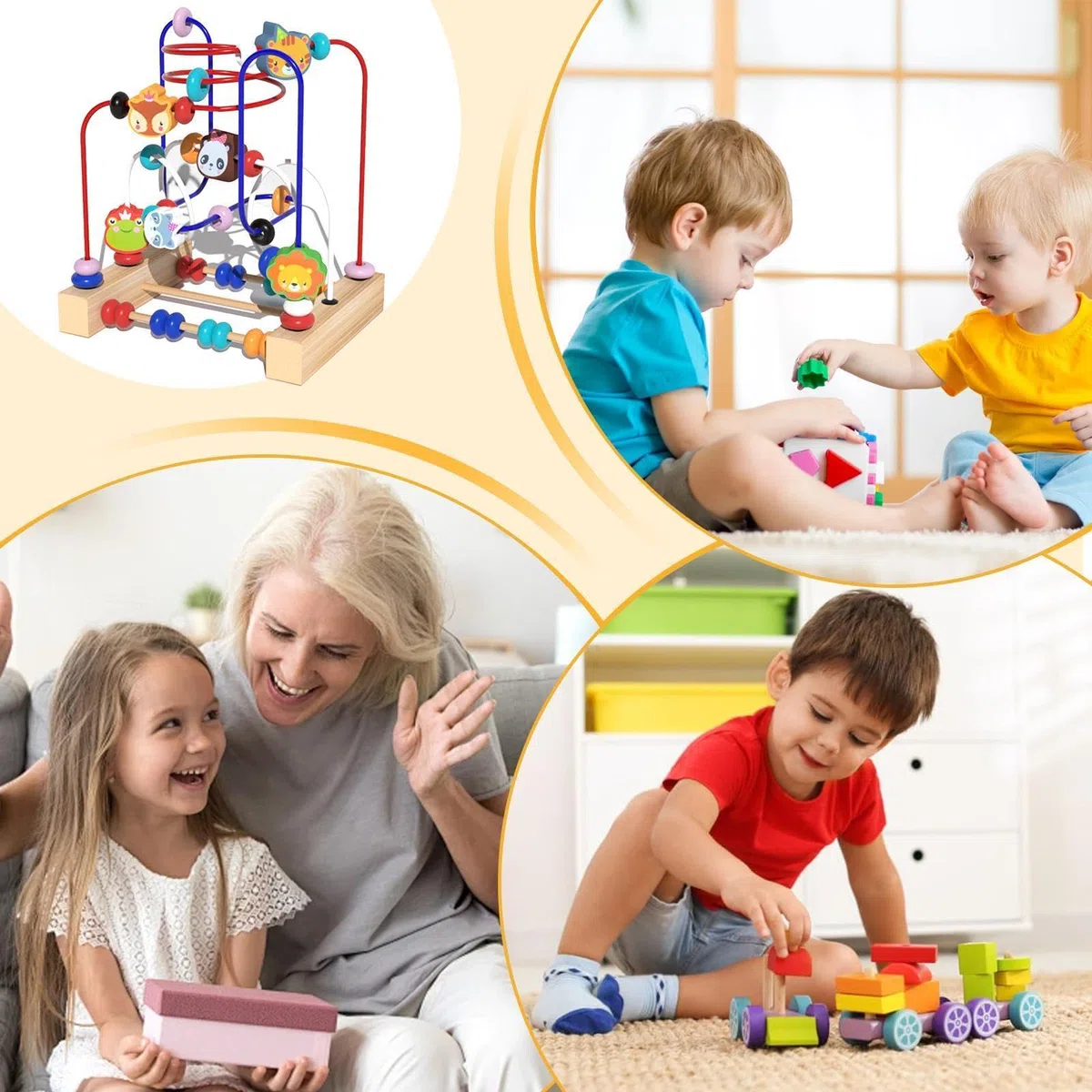 Genérico Bead Maze Toy - de ábaco para niños pequeños, educación temprana | Laberinto de Cuentas de montaña Rusa de Madera, Desarrollo sensorial y Apoyo al Aprendizaje