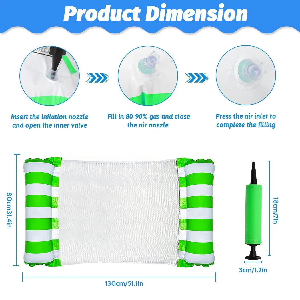 Idota Hamaca Flotante 2pcs, 4 en 1 Flotadores Piscina Hamaca de Agua con Bomba de Aire, Hamaca Hinchable Piscina con Red, Adecuado para Juegos de Verano, Fiestas en la Playa(Amarillo y Verde)