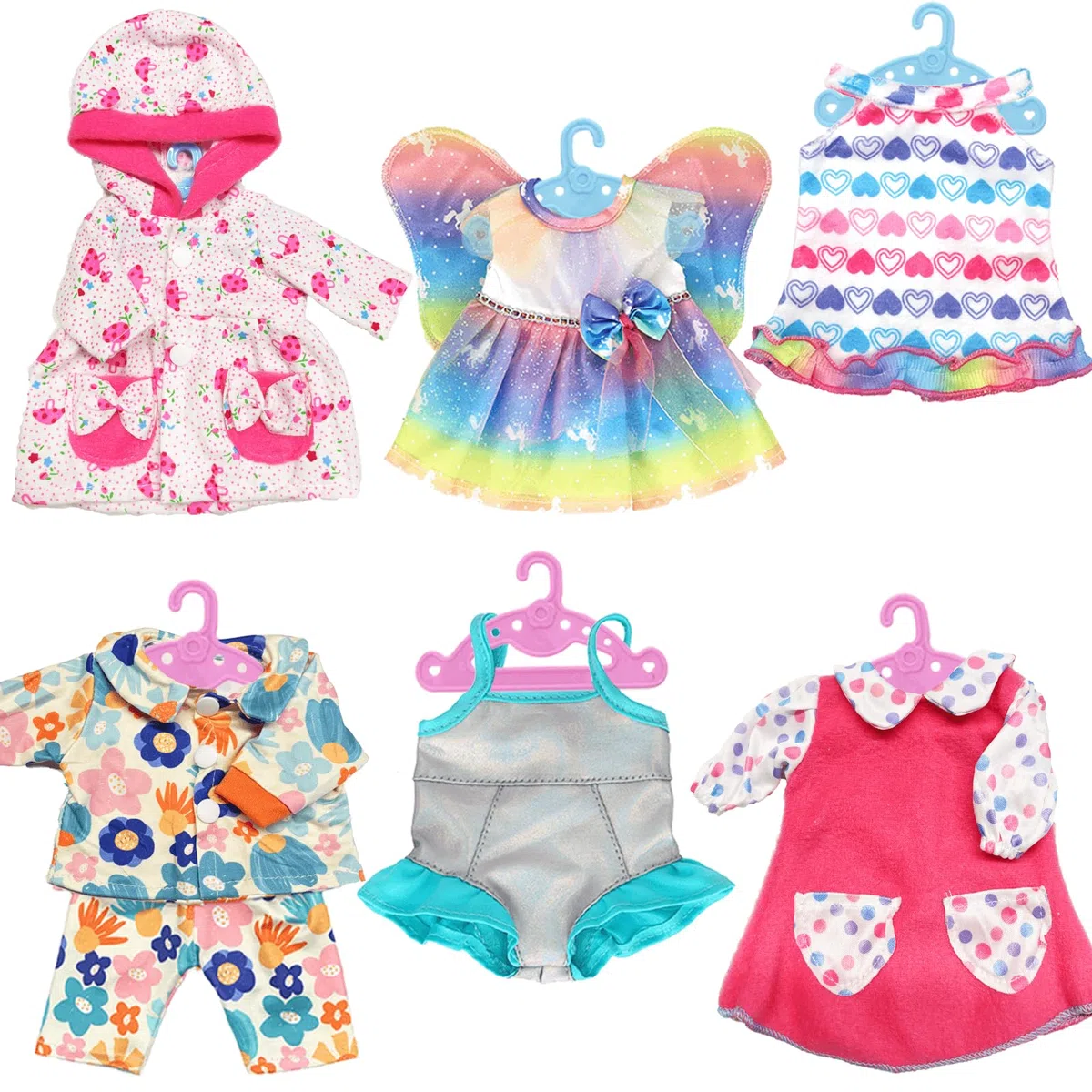 Xerteam 6 juegos de ropa para muñecas, 30-35 cm, incluye traje de bebé recién nacido, traje de baño y vestido de pijama