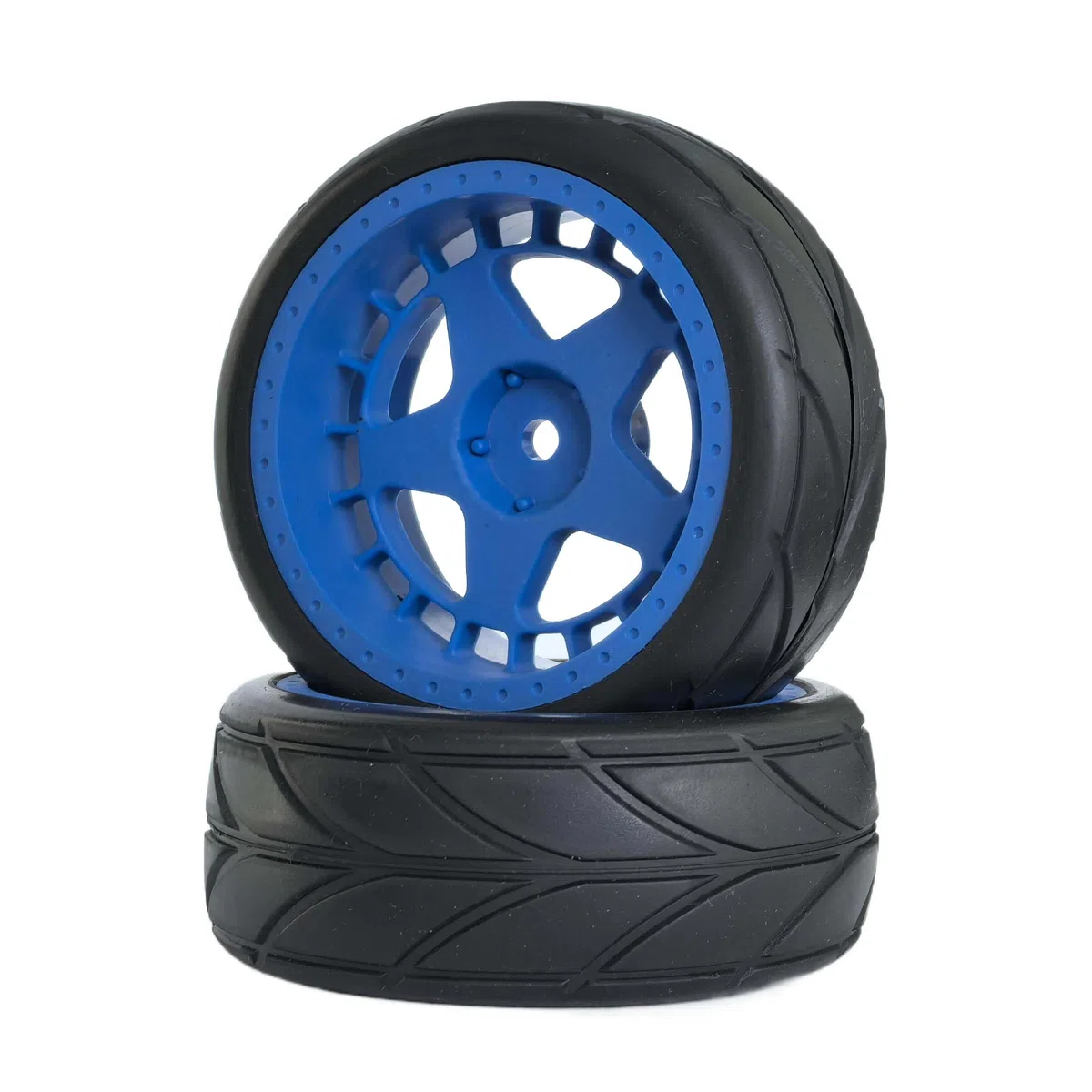 KEEDA Neumáticos de goma para coche RC y llantas de nailon de 52 mm/2,05 pulgadas para 1/10 RC On Road Touring Racing Drift Car (D, azul)