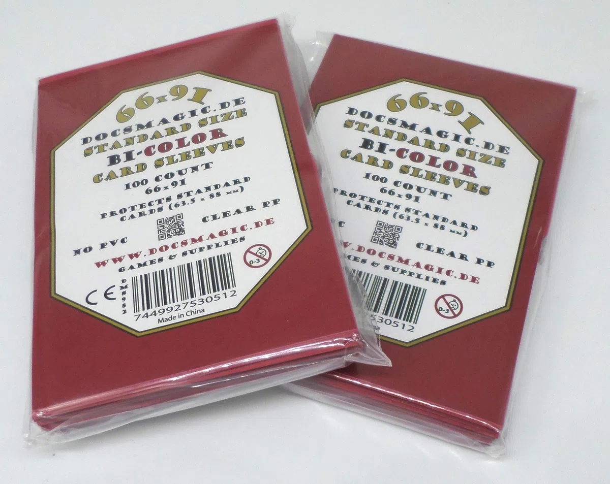 docsmagic.de 200 Premium Bi-Color Card Sleeves Mat Red/Black Standard Size 66 x 91 Fundas Roja Negra