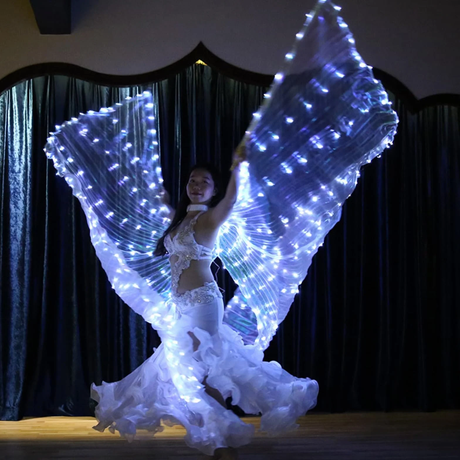 Alas LED de Danza del Vientre, alas de Mariposa LED, alas de Mariposa para niños con Barras telescópicas, Trajes de Danza del Vientre, para espectáculo de escenarios, Carnaval