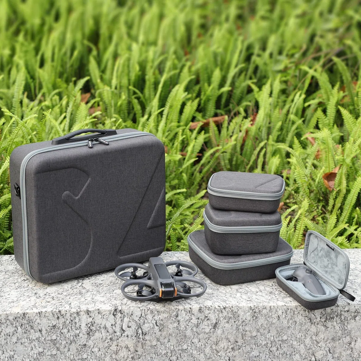 Funda rígida para DJI Avata 2, bolsa de almacenamiento portátil para FPV para drones, organizador protector con compartimentos internos y correa para el hombro (AT2-B779)