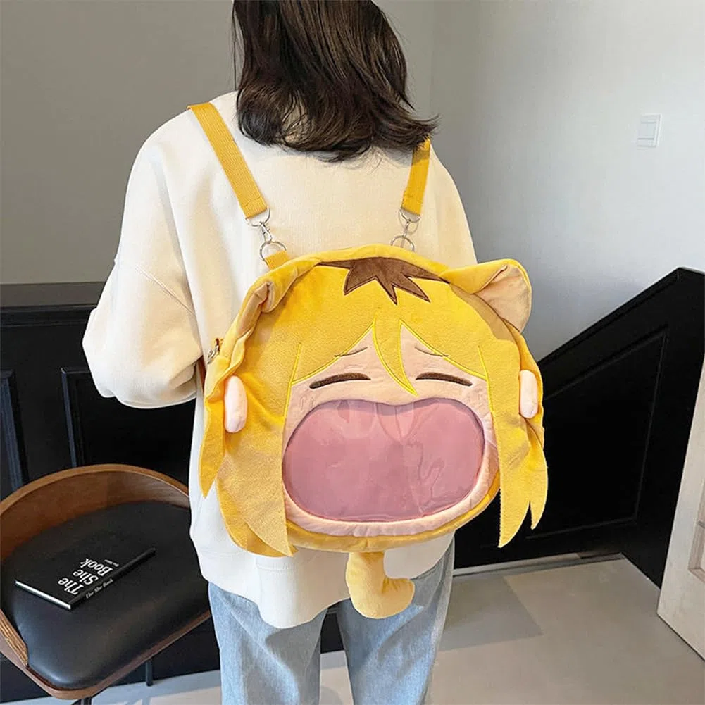 DEXSHUN Kozume Kenma - Mochila de peluche con diseño de dibujos animados, bolsa de felpa de anime con boca grande, bolsa de almacenamiento, periféricos de anime, regalo