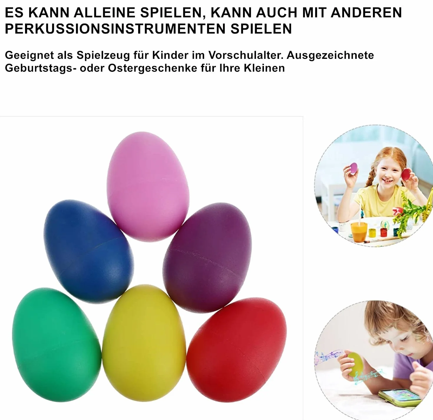 24 Unidades de 6 Huevos de Color Maracas Huevo coctelera Juego de Huevos de sonajero, Juguete para el Ritmo de los Huevos para bebés pequeños Regalos de Fiesta de Pascua
