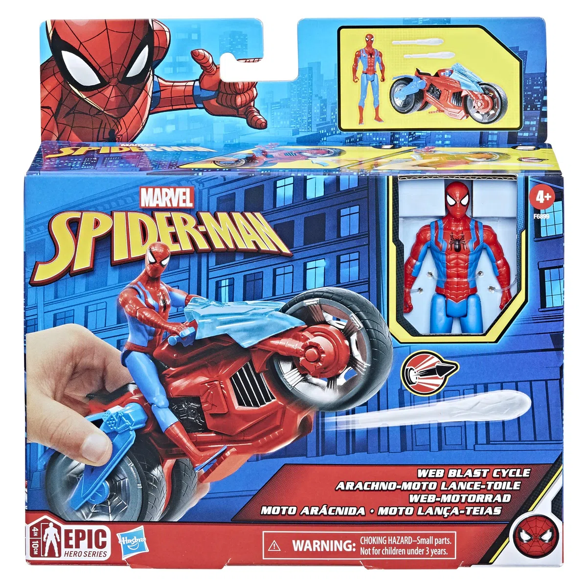 Marvel Spider-Man - Moto arácnida - Set de Juego con Figura de acción de 10 cm con vehículo y 2 proyectiles arácnidos