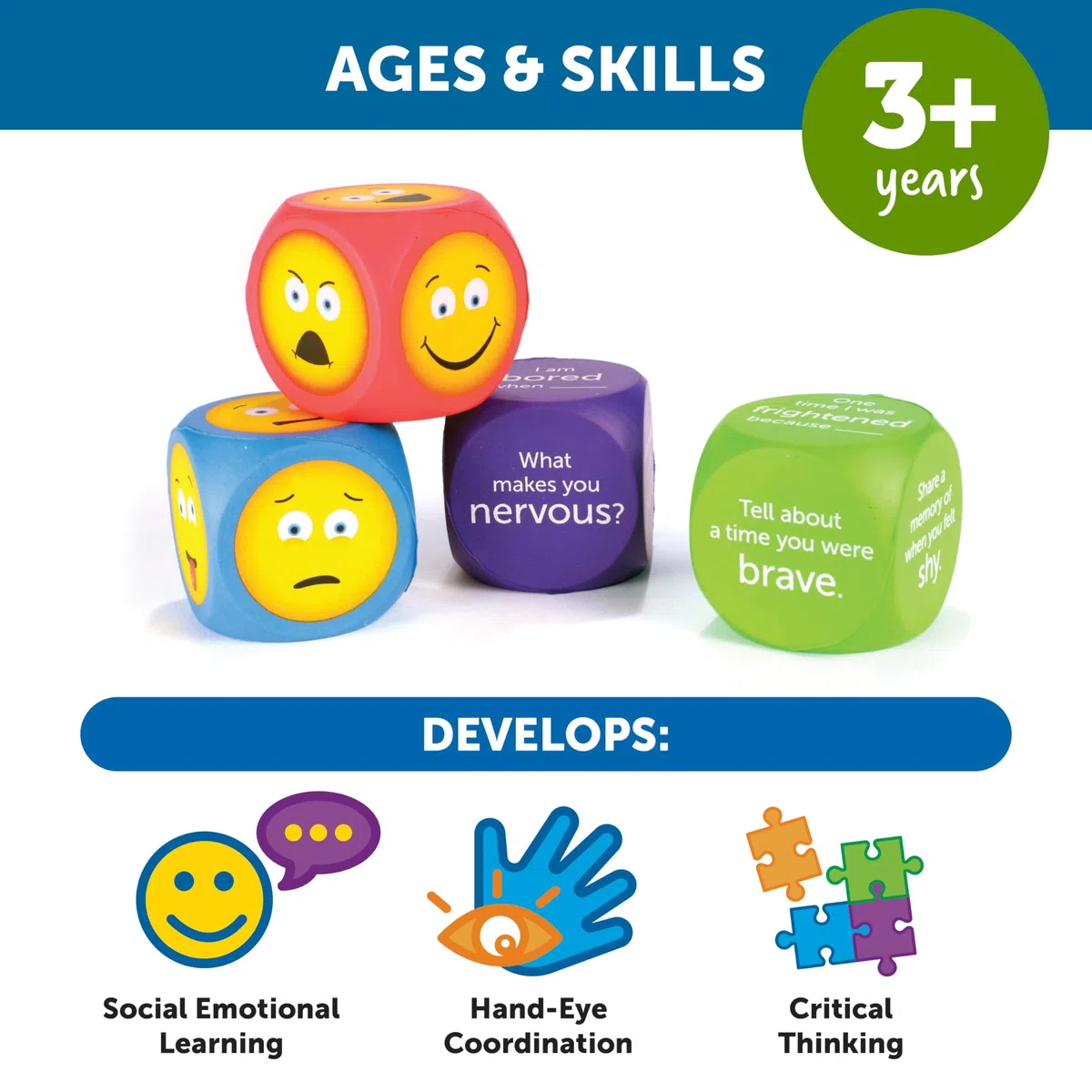 Dados de Espuma Blanda con Emojis de Learning Resources (Set de 4)