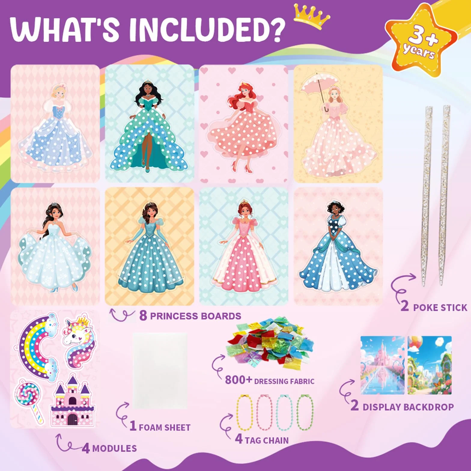 Afufu Poke Art Manualidades Juguetes Niñas 4 5 6 7 8 9 Años, Kit DIY con 8 Princesas, Crafting Kit Arte Creativo Infantil, Actividades Creativas Juegos Educativos, Cumpleaños Regalo Chicas 3-12 Años