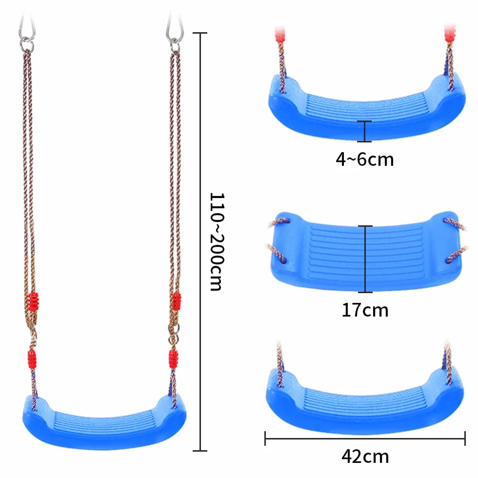Newaner Asiento de Columpio de Plástico, para Niños, Columpio Infantil para Jardín, Ajustable en Altura (Azul)