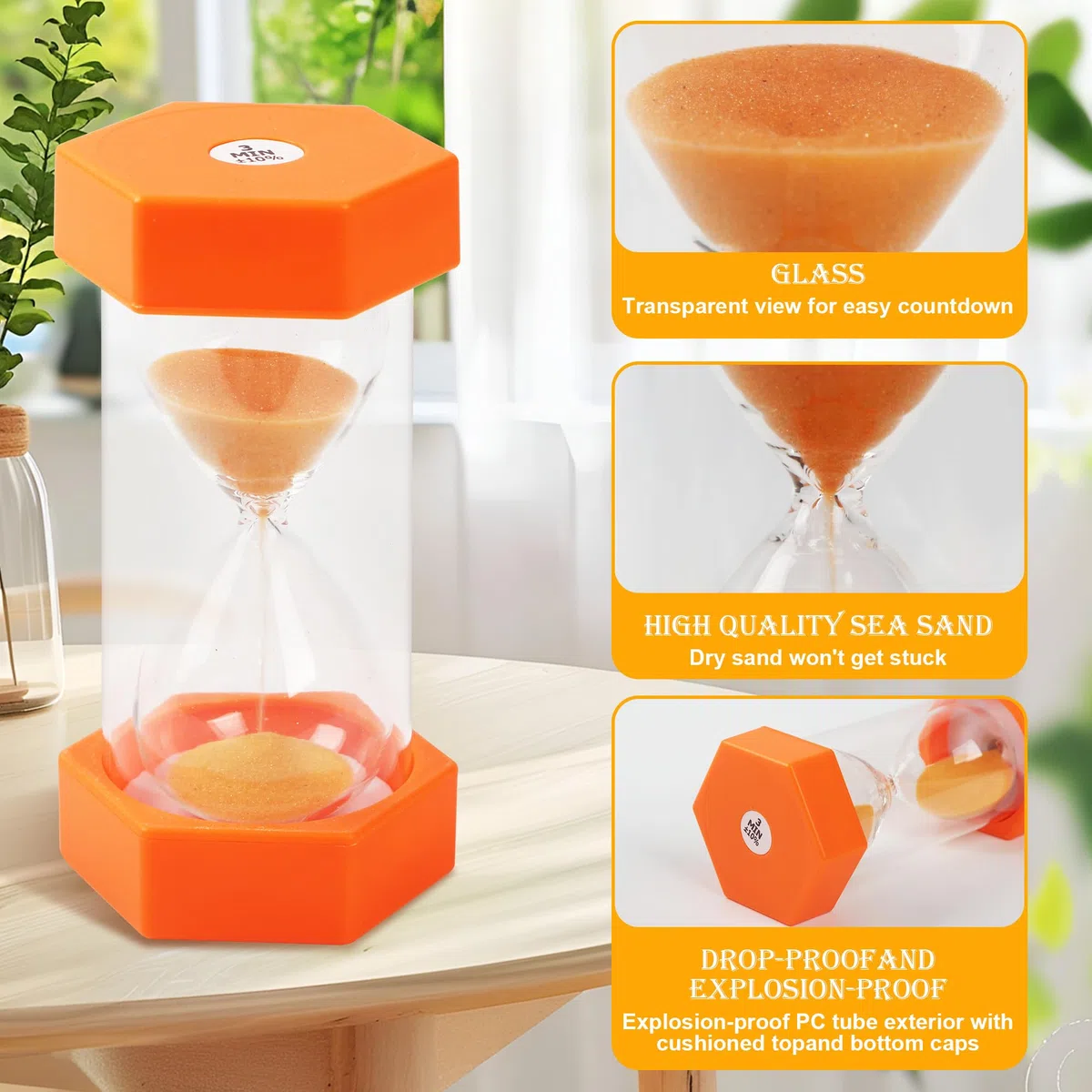 6 Piezas Reloj de Arena,Colorido Relojes de Arena,Temporizador de Color 3/10/30/15/45/60 Minutos，Adecuado para Cocina, Familia, Vida Infantil, Tiempo de Juego, Regalos creativos