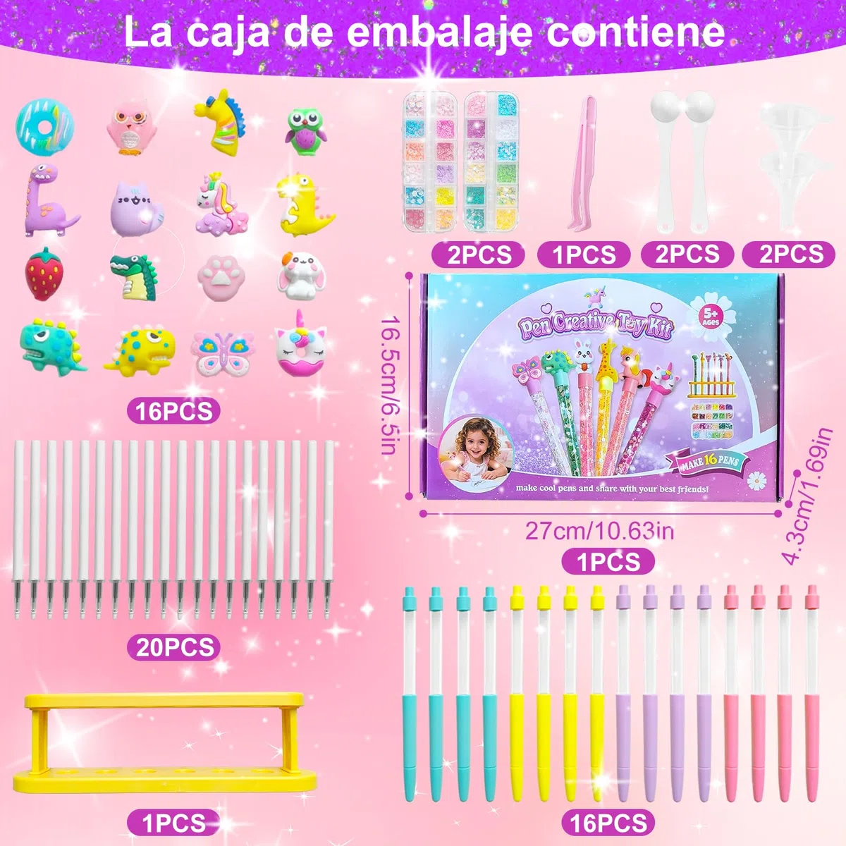 Kit de Creación de Bolígrafos 82 Accesorios, Laboratorio de Bolígrafos, Fábrica de Rotuladores, Manualidades Adecuadas para Niños de Seis Años, Ideas de Regalos para Niños y Niñas de Seis a Diez Años