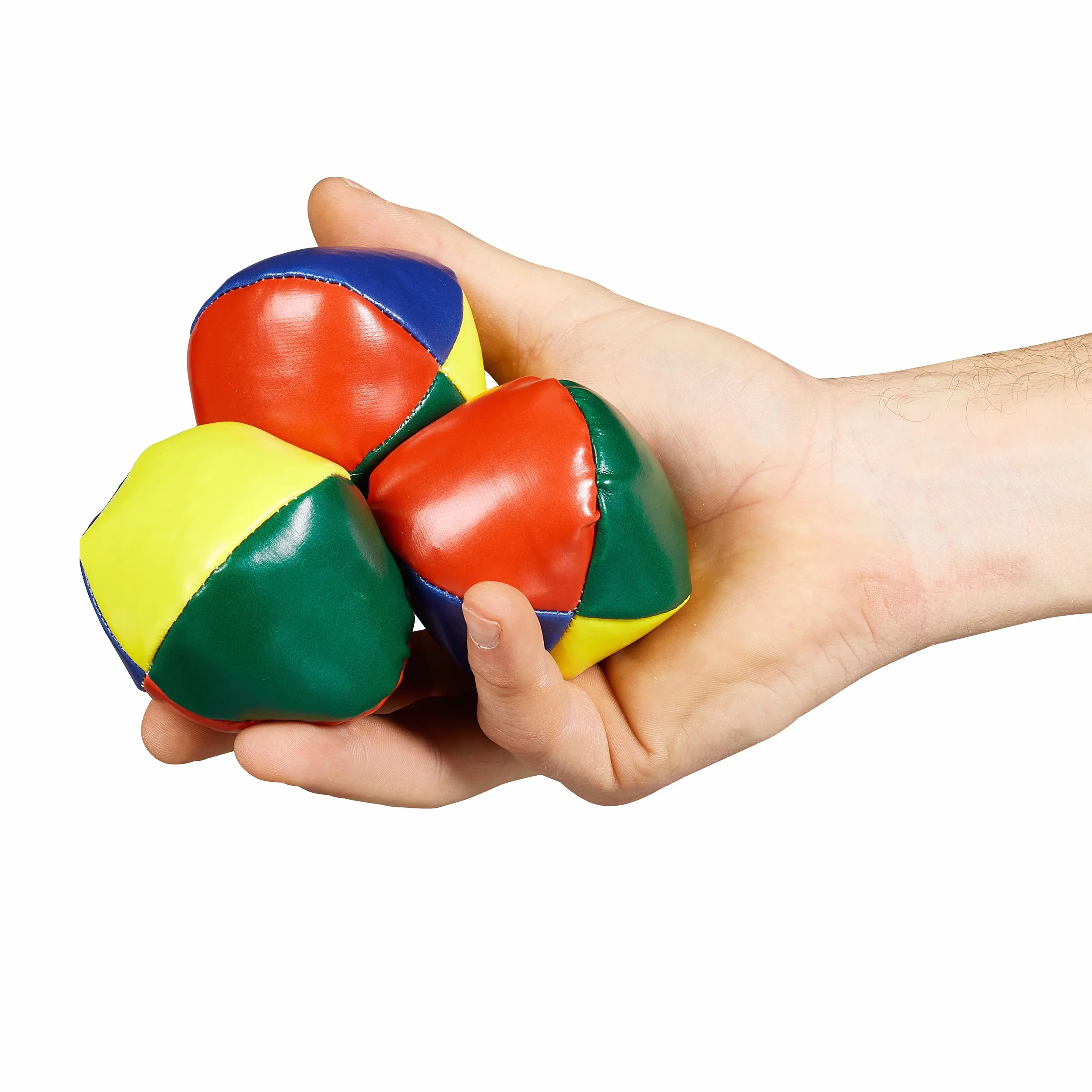 Relaxdays 5 Pelotas de Malabares, Bolas de Malabarismo, Ø 6,5 cm, Principiantes, Plástico, Rellenas Arena, Multicolor