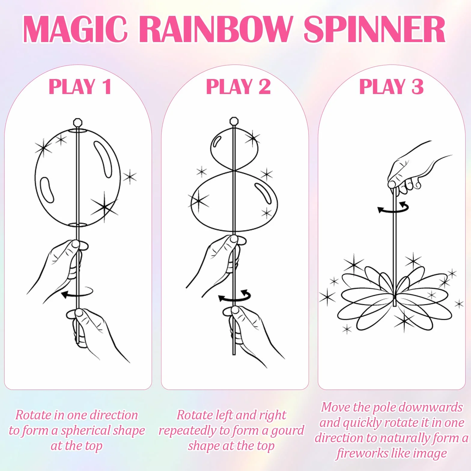 3 piezas Rainbow Twirler, Magic Rainbow Spinner arco iris Spinner arco iris Twirler para fiestas, festivales y niños adultos Cool accesorios de baile