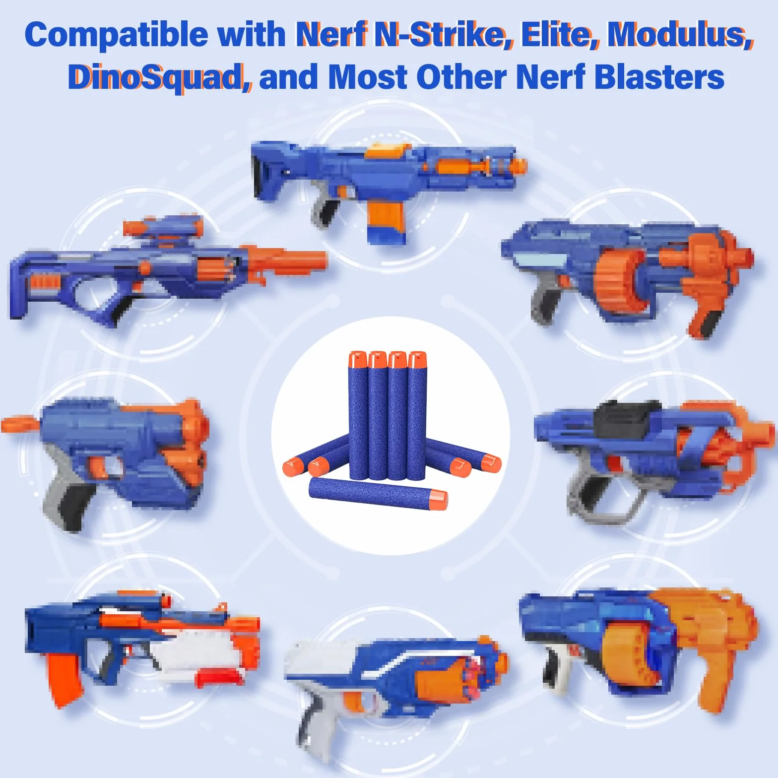 AMOSTING 100 Balas para Nerf Elite 2.0, 7,2 cm Dardos de Goma Munición de Espuma con Bolsa