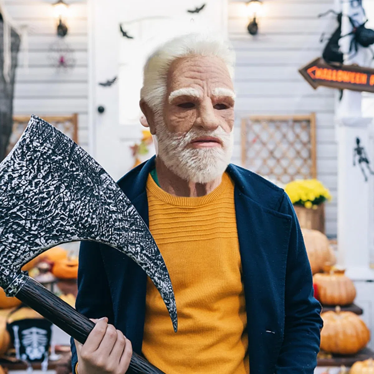 Genérico Cubierta facial de anciano - Máscara de látex realista de anciano para Halloween | Máscara con disfraz de ajuste ajustable para carnaval, cosplay, mascarada, Navidad