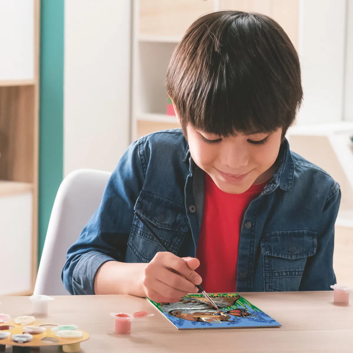 Ravensburger - CreArt Serie D, Gatito y Mariposa, Pintura por Numeros, Kit de Pintura para Niños, Juego Educativo para Niños de 9+ Años, 26x20 cm