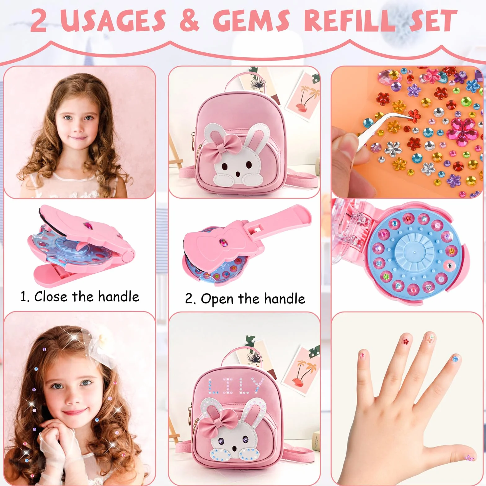 SEMKOTREE Hair Bedazzler Kit, Accesorios Pelo Niña Herramientas de Peinado con Diamantes Pelo, Adornos Pelo Brillantes para el Pelo Regalo Niña 6 Años