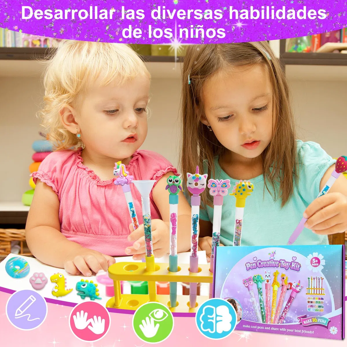 Kit de Creación de Bolígrafos 82 Accesorios, Laboratorio de Bolígrafos, Fábrica de Rotuladores, Manualidades Adecuadas para Niños de Seis Años, Ideas de Regalos para Niños y Niñas de Seis a Diez Años