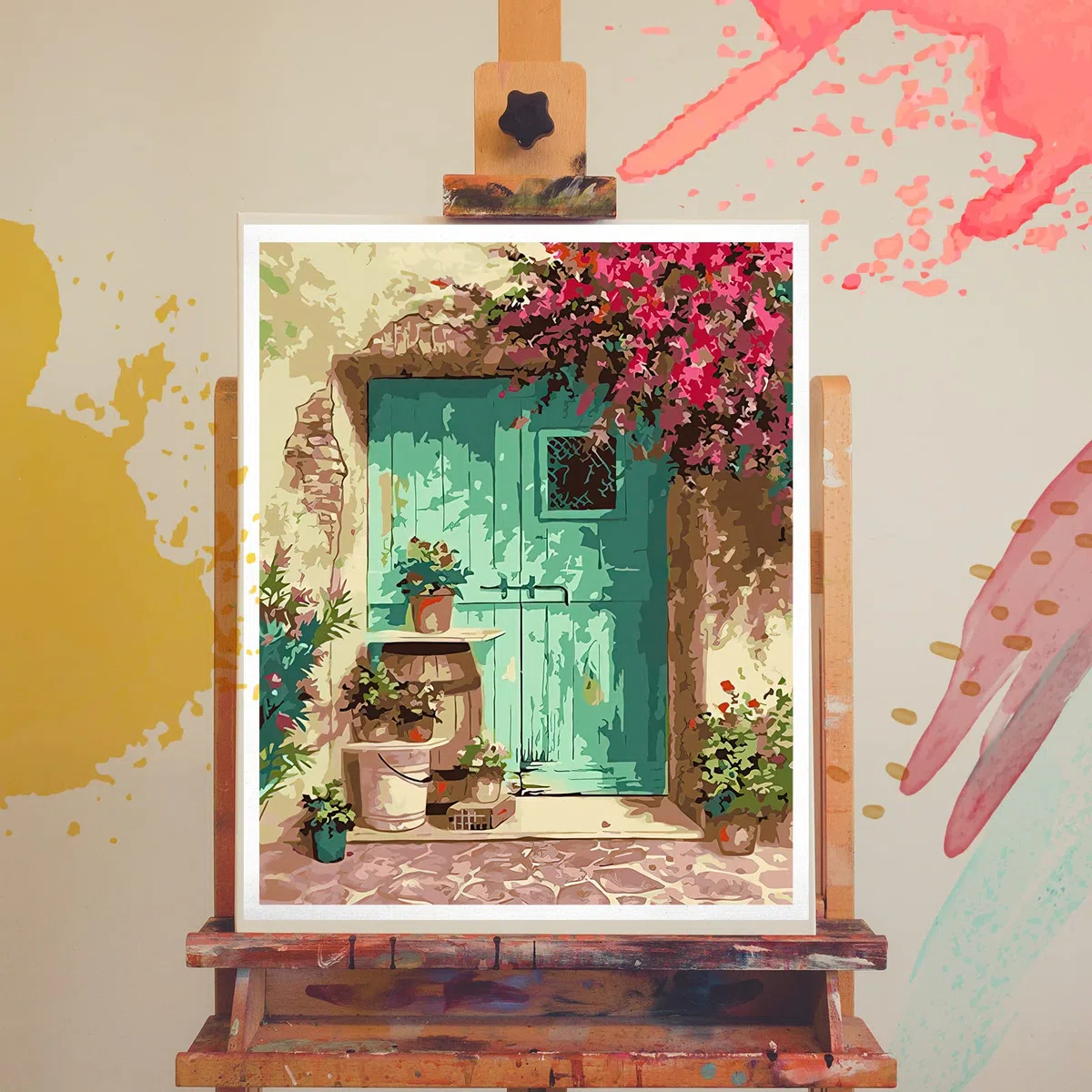 Hjjdiyes - Pintura por números para adultos, para principiantes, paisaje, 40 x 50 cm, kit con lienzo sin arrugas, pinceles y pintura acrílica, pintura al óleo para regalo, decoración del hogar (puerta