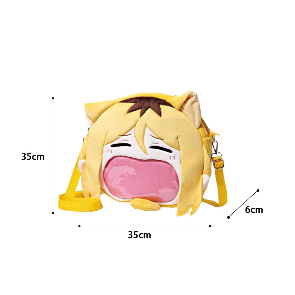 DEXSHUN Kozume Kenma - Mochila de peluche con diseño de dibujos animados, bolsa de felpa de anime con boca grande, bolsa de almacenamiento, periféricos de anime, regalo