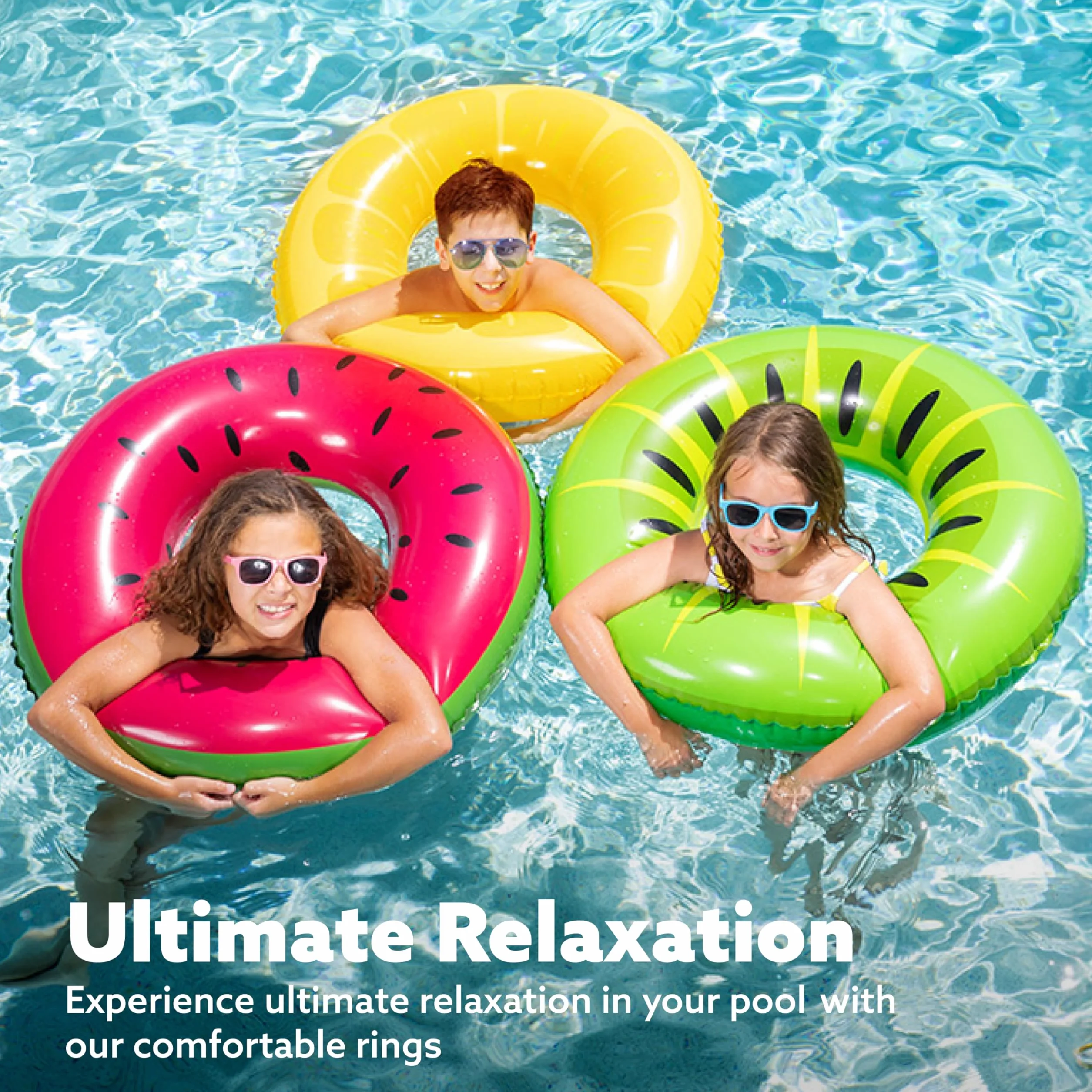 JOYIN 32.5"/82,5cm Flotador Inflable para Piscina con Purpurina (3 Piezas), Tubo Flotador para Piscina, niños, Adultos, Playa, artículos para Fiestas al Aire Libre