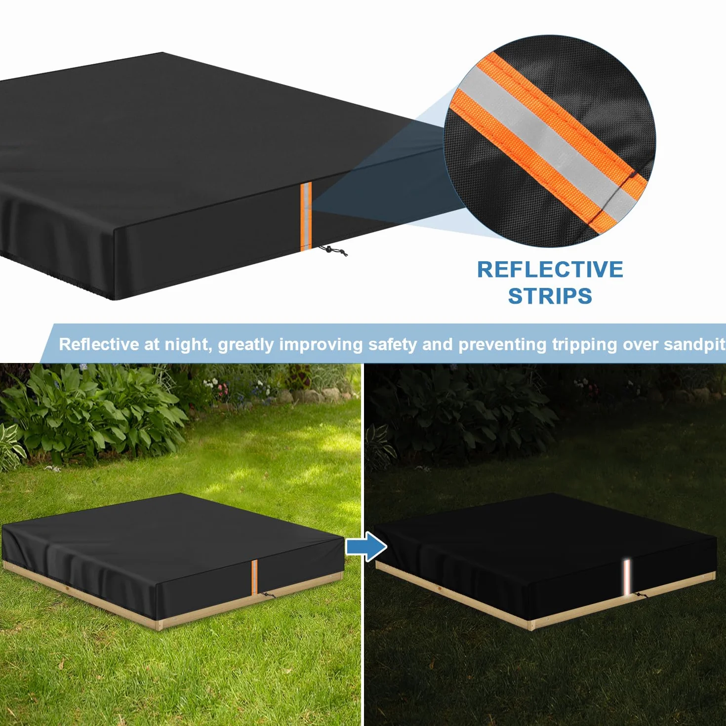 VANSHEIM Funda Arenero Infantil 125x125x20cm Cubierta de Protección para Arenero Cubierta Arena para Arenero Infantil Cubierta Impermeable para Arenero,Piscina Infantil y Caja de Arena