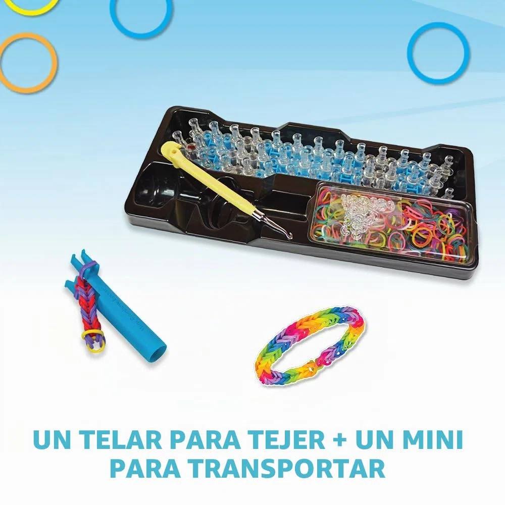 Bandai – Rainbow Loom Original – Ocio Creativo – Fabricación de pulseras – Telar con 600 gomas – ‎Licencia oficial Kit patentado – Juguete infantil de 8 años y + – CD00001