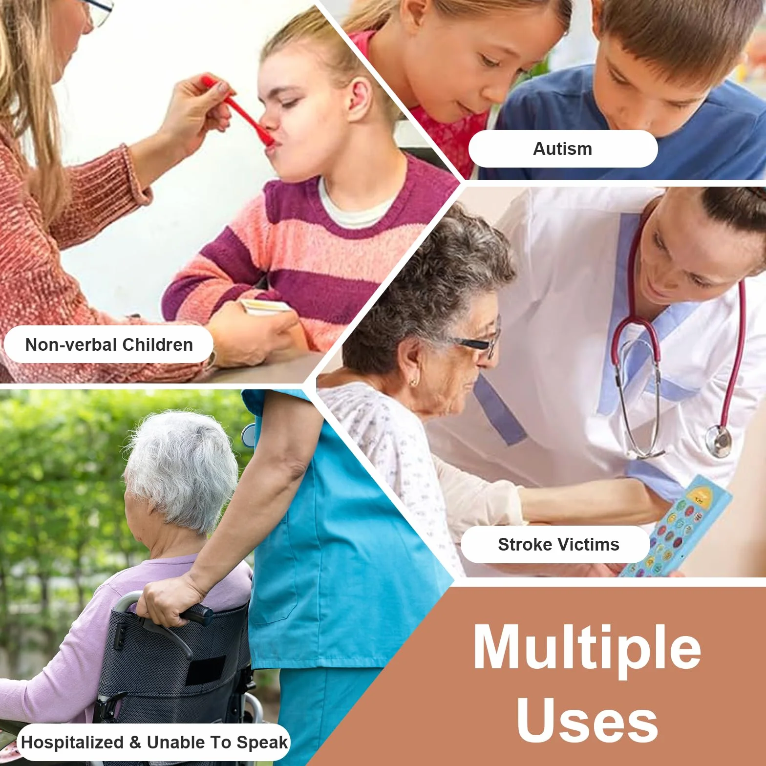 Dispositivo CAA para Autismo, Herramienta de Comunicación No Verbal con 6 Botones Programables y Volumen Ajustable. para Terapia del Habla y Rehabilitación de Adultos/Niños