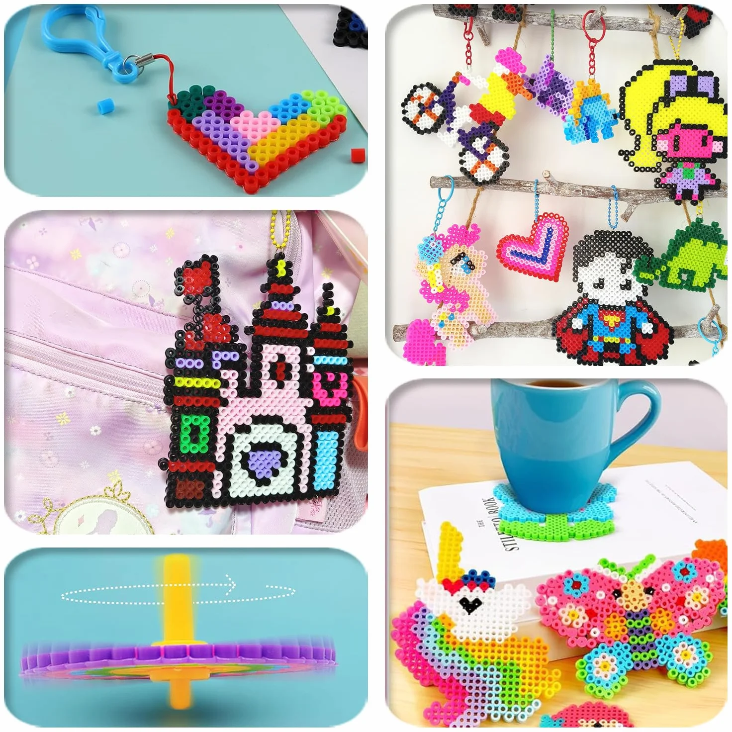 Vytung Cuentas Para Planchar, 6280Pcs 5 mm de Abalorios Cuentas,202 modelos, Plásticos Beads Kit Completo con Papel de Planchado, Plantilla DIY Manualidad para Fiesta ​Cumpleaños Niños