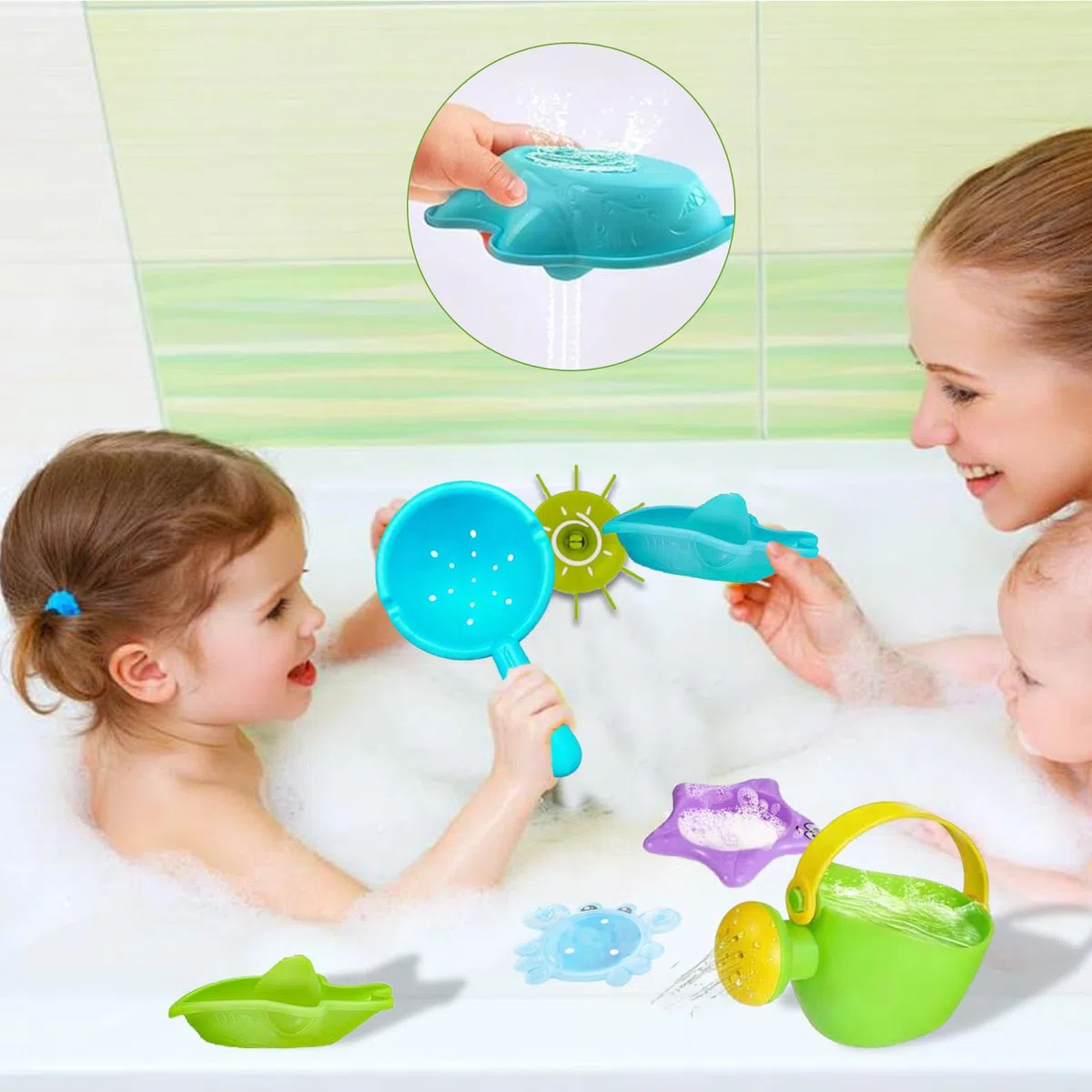 Juguetes Baño 10 Piezas 1 2 3 4 Años Juguetes Bañera Bebe Flotante Juego de Pesca Bath Toys para Ducha Piscina Bañera Playa Regalo para Niños y Niñas