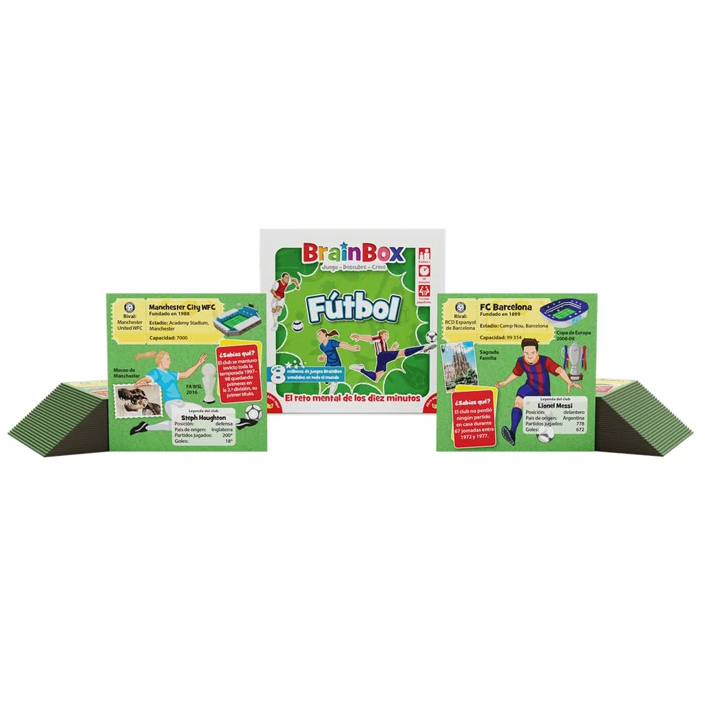 Asmodee BrainBox Fútbol, Juego de Cartas de Memoria y Observación para Familias y Niños, Educativo, A Partir de 8 Años, A Partir de 1 Jugador, 10 Minutos por Partida, Español