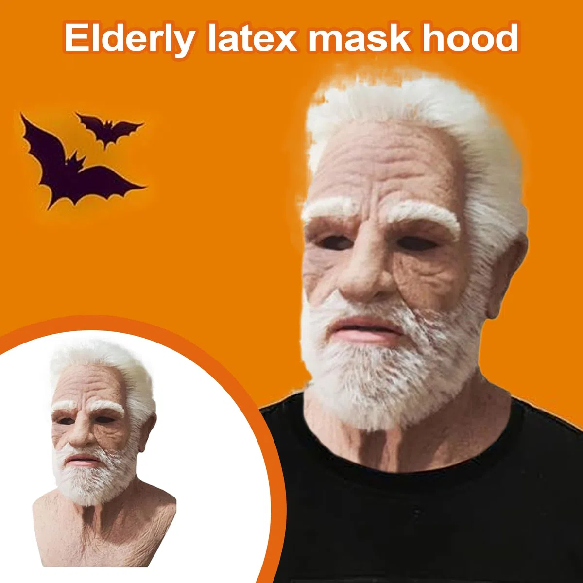 Genérico Cubierta facial de anciano - Máscara de látex realista de anciano para Halloween | Máscara con disfraz de ajuste ajustable para carnaval, cosplay, mascarada, Navidad