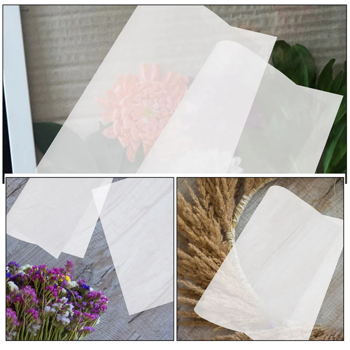 HEALLILY Papel para Prensado de Flores Diy, 60 Hojas de Papel Secante Reutilizable de Tejido Blanco para Manualidades y Prensado de Varias Capas