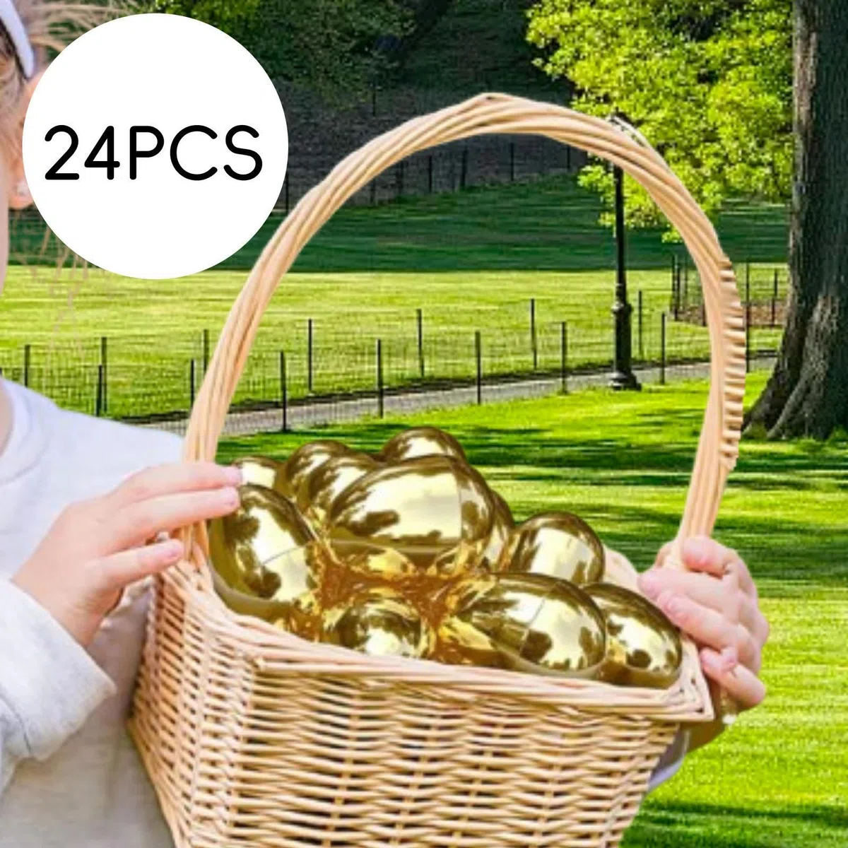 Perfeclan Huevos Dorados Huevos de Pascua rellenables Decoración Festiva Juegos Canasta Búsqueda Suministros para Fiestas Escolares Cumpleaños Búsqueda, 24 Piezas