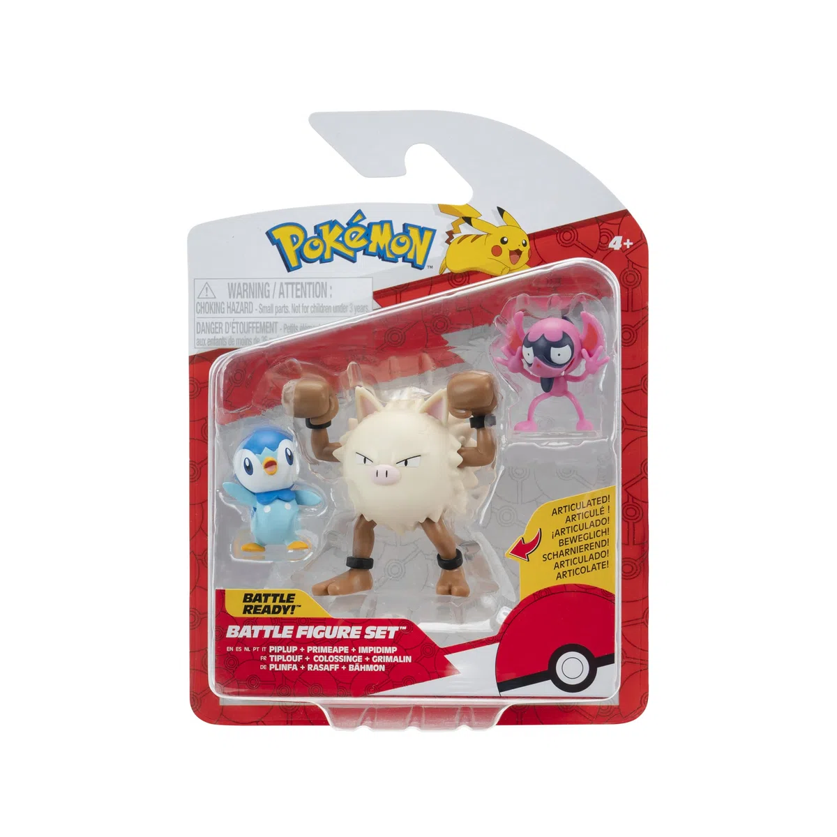 Pokémon PKW4088 – Juego de Figuras de Batalla – Bähmon, Plinfa, Rasaff, Figuras Oficiales