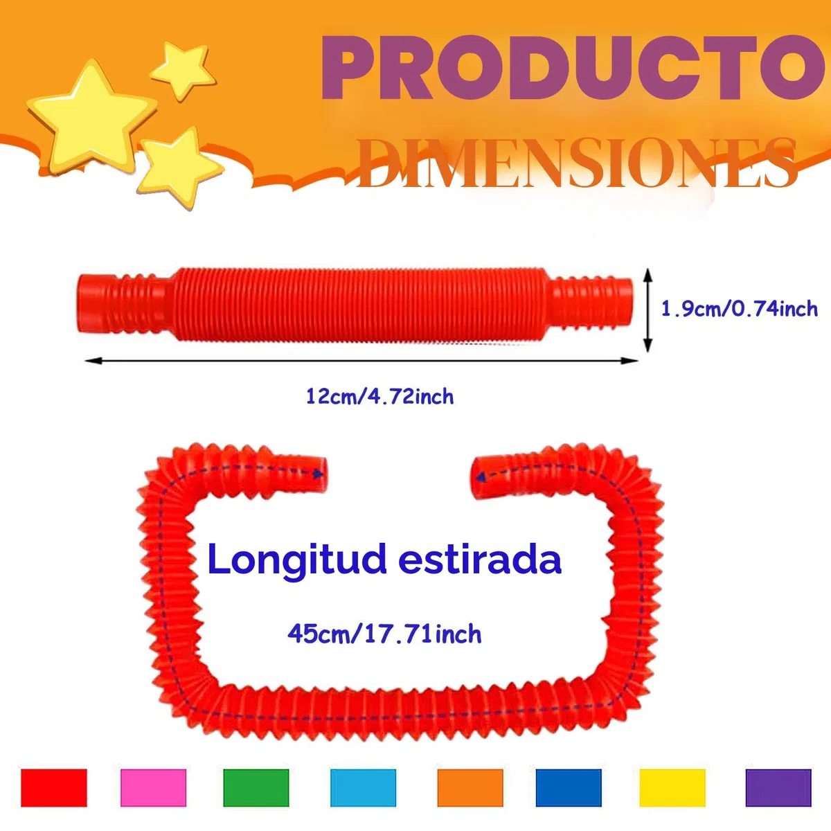 Mini Juguetes Sensoriales de Tubos Pop,24 Pieza , Fidget, Elástico Multicolor para Aliviar el estrés y la Ansiedad
