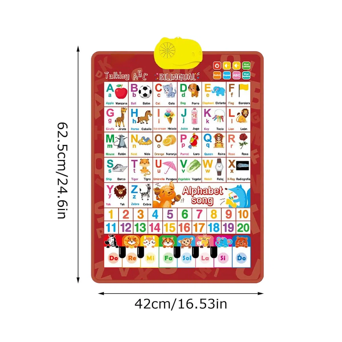Mapas interactivos de pared: charlas bilingües, juguetes educativos para niños, música española-inglesa, carteles de aprendizaje | Cautivadores carteles de pared de audio para niños de 3 a 8 años en