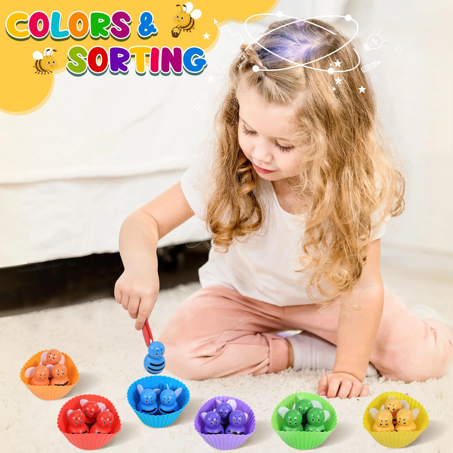 Ophy Juego de Pesca Magnético Juguetes de Madera -Montessori Juguete Educativo para Niños de 3 4 5 6 años Juego de Combinación de Colores & Clasificación Motricidad Fina Juegos con Vasos Apilables