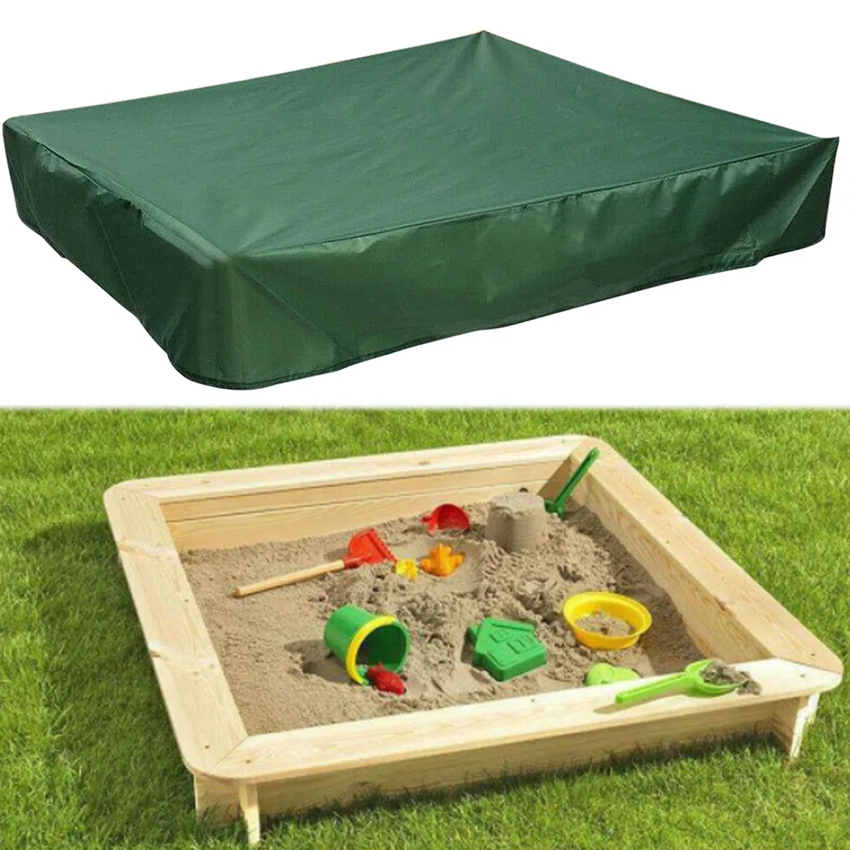 JOKILY Cubierta impermeable para caja de arena de 150 x 150 x 20 cm, lona impermeable, resistente al polvo, para piscina, terraza, jardín