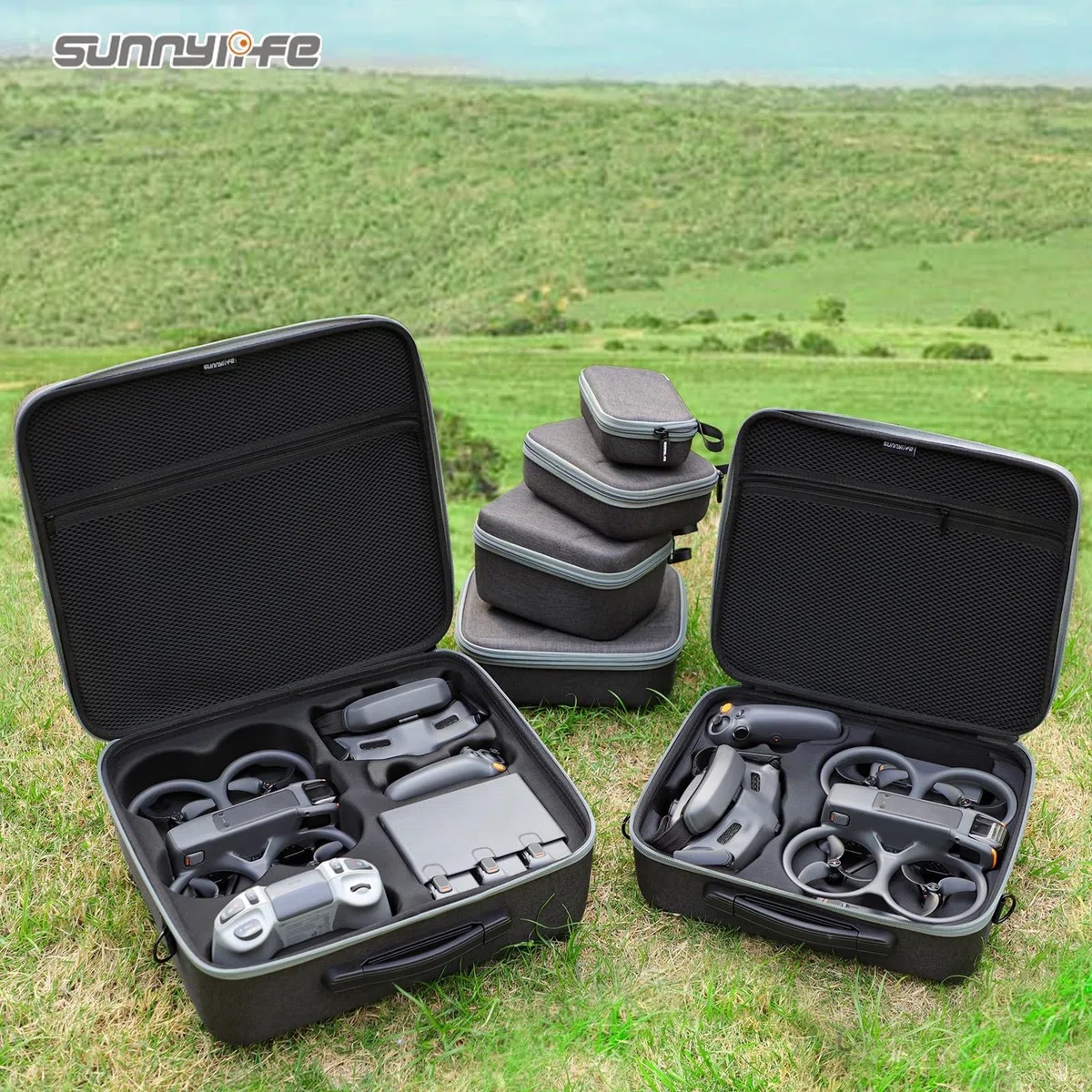 Funda rígida para DJI Avata 2, bolsa de almacenamiento portátil para FPV para drones, organizador protector con compartimentos internos y correa para el hombro (AT2-B779)